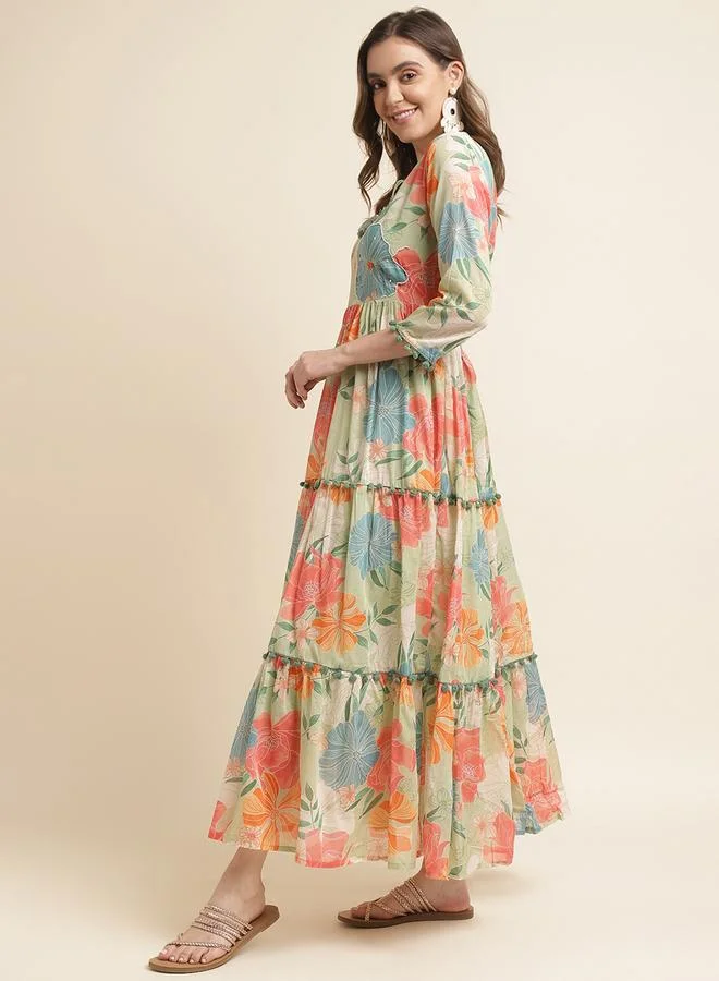 DW Women Floral Print Tiered Maxi Dress